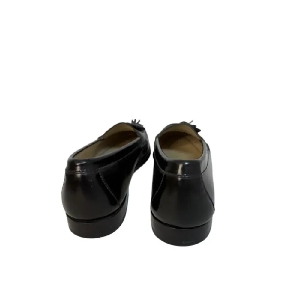 Cole Haan City Loafers Black Leather Pinch Round Toe Tassel Shoes Size 10.5 B